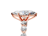 Rose gold Marquise Solitaire Diamond Ring with Pave Band and Four-Prong Setting_268