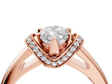 Rose gold Marquise Solitaire Diamond Ring with Pave Band and Six-Prong Setting_38