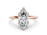 Rose gold Marquise Solitaire Diamond Ring with Six-Prong Setting and Classic Band_12