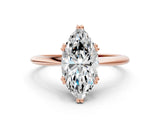 Rose gold Marquise Solitaire Diamond Ring with Six-Prong Setting and Classic Band_6