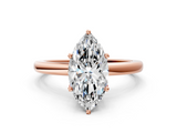 Rose gold Marquise Solitaire Diamond Ring with Six-Prong Setting on a Classic Band_3