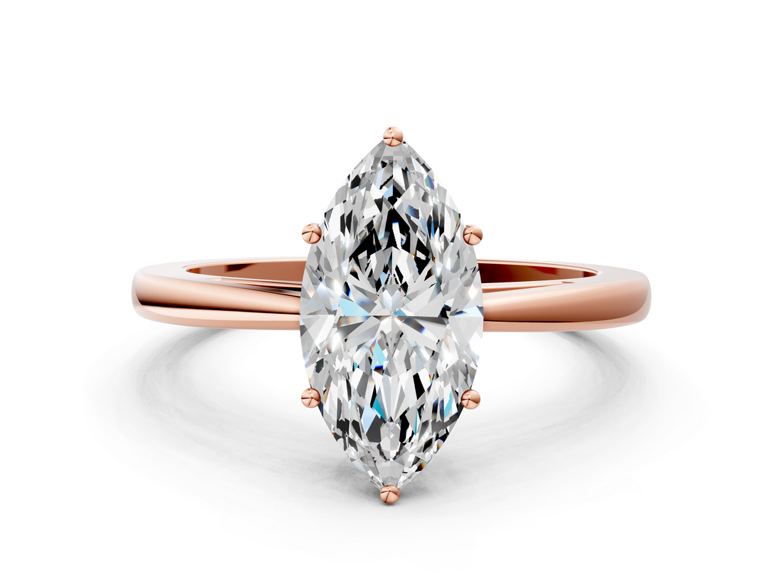 Rose gold Marquise Solitaire Diamond Ring with Split Shank and Four-Prong Setting_20