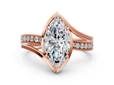 Rose gold Marquise Solitaire Diamond Ring with Split Shank and Prong Setting_65