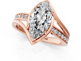 Rose gold Marquise Solitaire Diamond Ring with Split Shank and Prong Setting_66