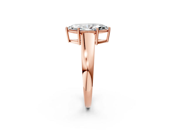 Rose gold Marquise Solitaire Diamond Ring with Tapered Band and Four-Prong Setting