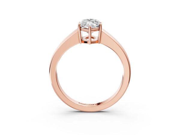 Rose gold Marquise Solitaire Diamond Ring with Tapered Band and Four-Prong Setting