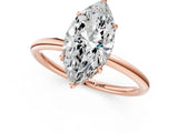 Rose gold Marquise Solitaire Diamond Ring with a Classic Band and Four-Prong Setting 1