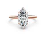 Rose gold Marquise Solitaire Diamond Ring with a Classic Band and Four-Prong Setting