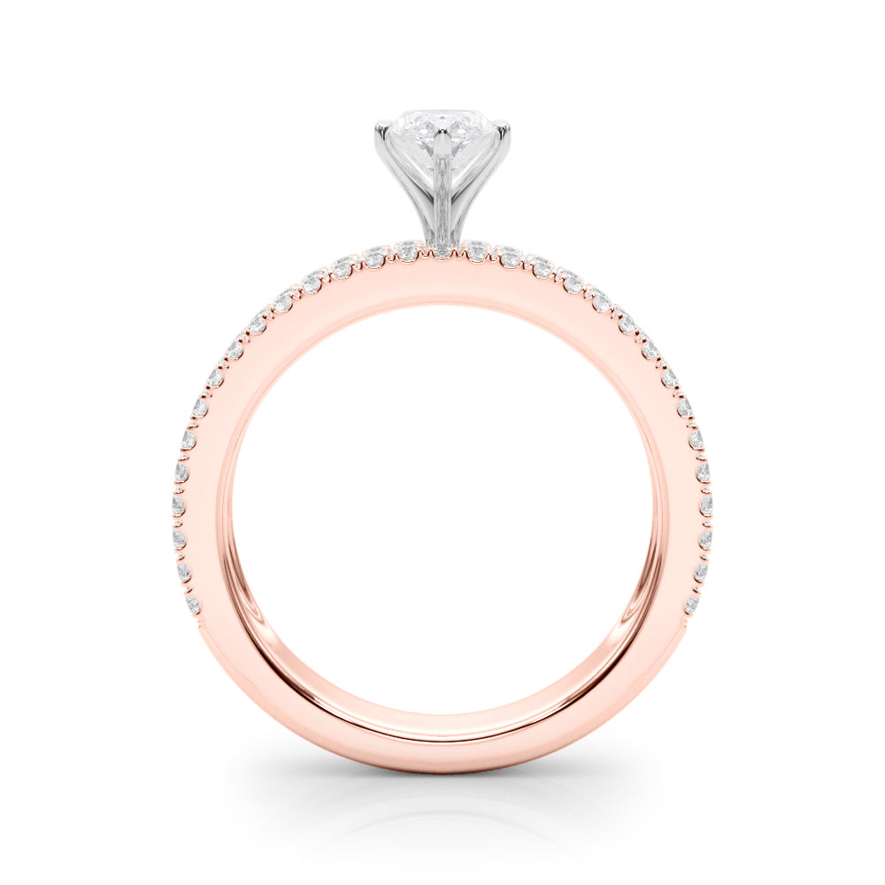 Rose gold Marquise Solitaire Diamond with Pave and Channel Set Band 2