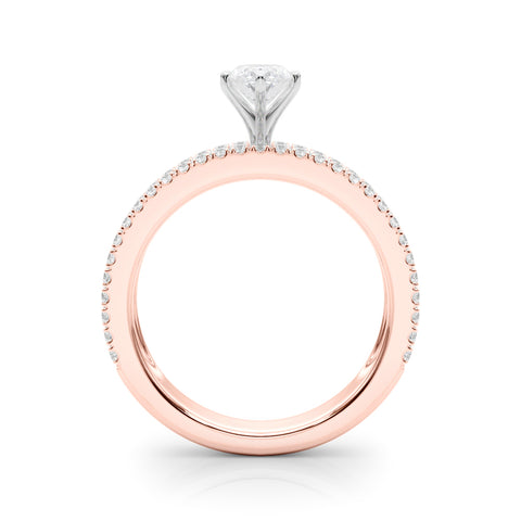 Rose gold Marquise Solitaire Diamond with Pave and Channel Set Band 2