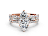 Rose gold Marquise Solitaire Diamond with Pave and Channel Set Band_81