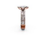 Rose gold Marquise Solitaire Diamond with Pave and Channel Set Band_83