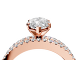 Rose gold Marquise Solitaire Diamond with Pave and Channel Set Band_85