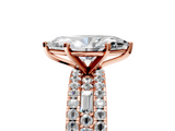 Rose gold Marquise Solitaire Diamond with Pave and Channel Set Band_86