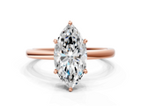 Rose gold Marquise Solitaire Engagement Ring with Cathedral Band and Four-Prong Setting_39