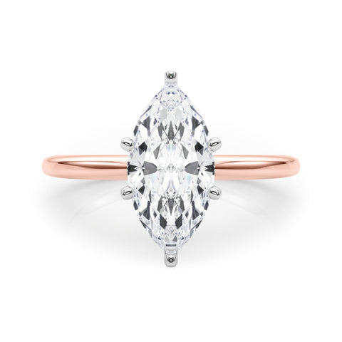Rose gold Marquise Solitaire Engagement Ring with Classic Band and Four-Prong Setting 1