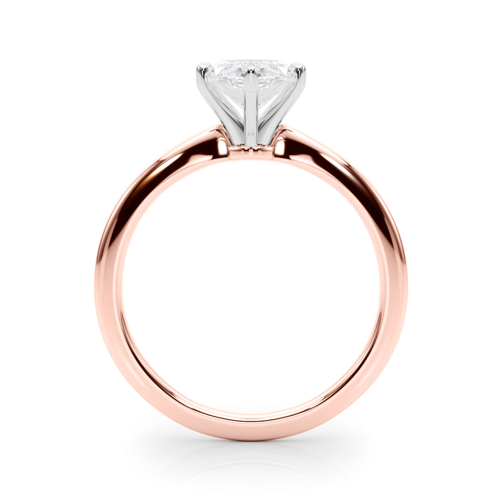 Rose gold Marquise Solitaire Engagement Ring with Classic Band and Four-Prong Setting 2