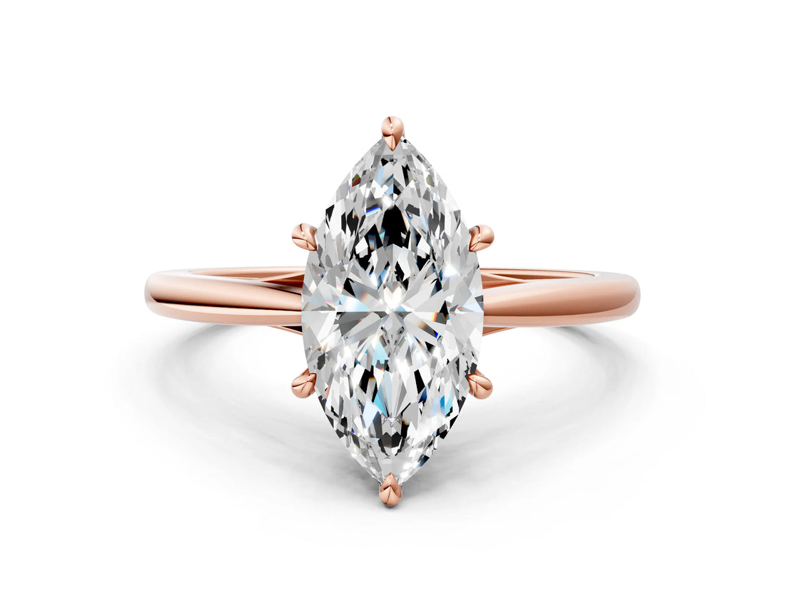 Rose gold Marquise Solitaire Engagement Ring with Four-Prong Setting and Classic Band 2