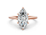 Rose gold Marquise Solitaire Engagement Ring with Four-Prong Setting and Classic Band 2
