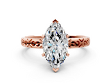 Rose gold Marquise Solitaire Engagement Ring with Scrollwork Band and Four-Prong Setting_142