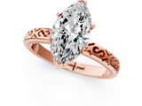 Rose gold Marquise Solitaire Engagement Ring with Scrollwork Band and Four-Prong Setting_143