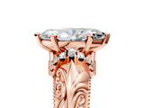 Rose gold Marquise Solitaire Filigree Engagement Ring with Halo and Prong Setting_71