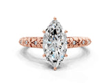 Rose gold Marquise Solitaire Floral Milgrain Engagement Ring_49