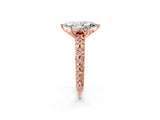 Rose gold Marquise Solitaire Floral Milgrain Engagement Ring_51