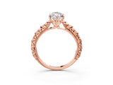 Rose gold Marquise Solitaire Floral Milgrain Engagement Ring_52