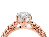 Rose gold Marquise Solitaire Floral Milgrain Engagement Ring_53