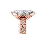 Rose gold Marquise Solitaire Floral Milgrain Engagement Ring_54
