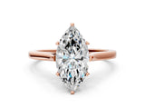 Rose gold Marquise Solitaire Heart Prong Engagement Ring with Tapered Band_55