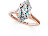 Rose gold Marquise Solitaire Heart Prong Engagement Ring with Tapered Band_56