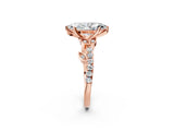 Rose gold Marquise Solitaire Leaf-Inspired Diamond Ring with Pavé Band and Four-Prong Setting_6