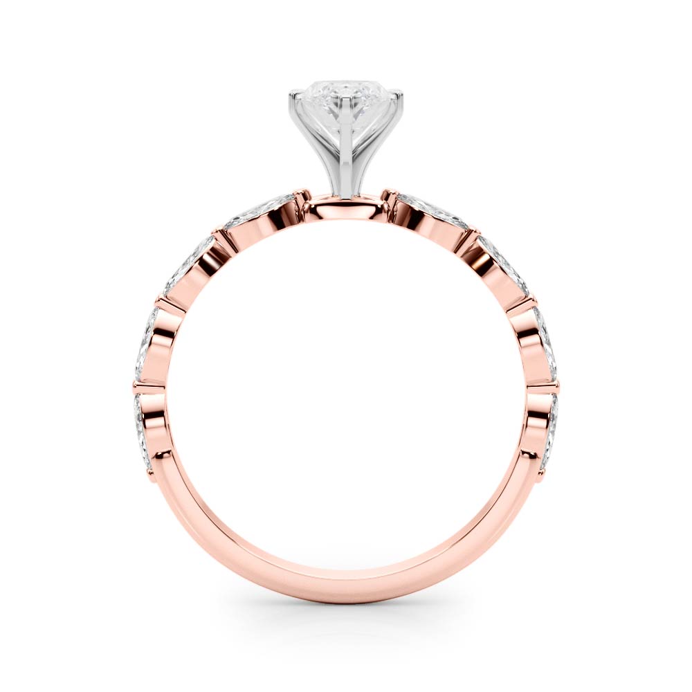 Rose gold Marquise Solitaire Marquise Side Stone Prong Setting Ring 2
