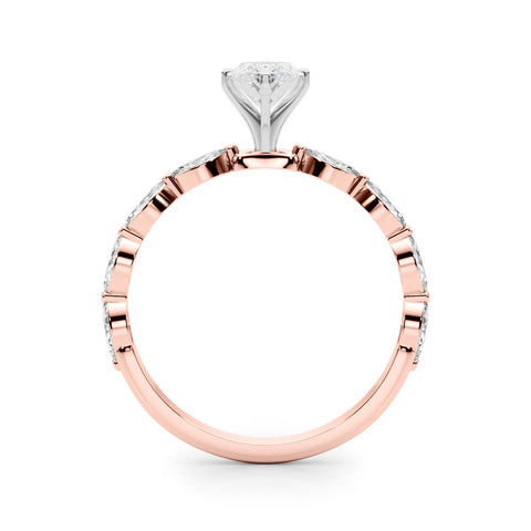 Rose gold Marquise Solitaire Marquise Side Stone Prong Setting Ring 2