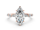Rose gold Marquise Solitaire Marquise Side Stone Prong Setting Ring_56