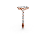 Rose gold Marquise Solitaire Marquise Side Stone Prong Setting Ring_58