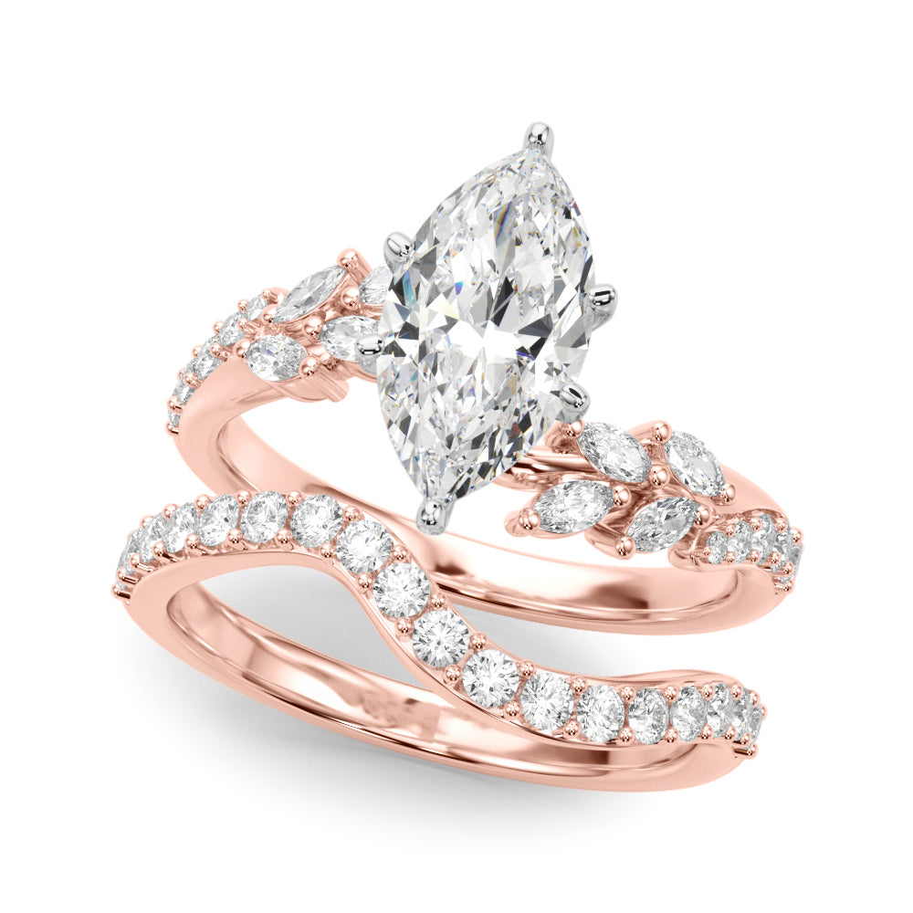 Rose gold Marquise Solitaire Marquise Twist Band with Six-Prong Setting 1
