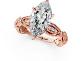 Rose gold Marquise Solitaire Milgrain Diamond Engagement Ring with Bezel and Marquise Band_134