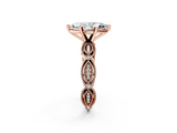Rose gold Marquise Solitaire Milgrain Diamond Engagement Ring with Bezel and Marquise Band_135