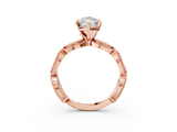 Rose gold Marquise Solitaire Milgrain Diamond Engagement Ring with Bezel and Marquise Band_136