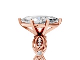 Rose gold Marquise Solitaire Milgrain Diamond Engagement Ring with Bezel and Marquise Band_138