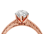 Rose gold Marquise Solitaire Milgrain Engraved Band with Four-Prong Setting_8