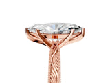 Rose gold Marquise Solitaire Milgrain Engraved Band with Four-Prong Setting_9