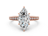 Rose gold Marquise Solitaire Pavé Band Prong Setting Ring_20