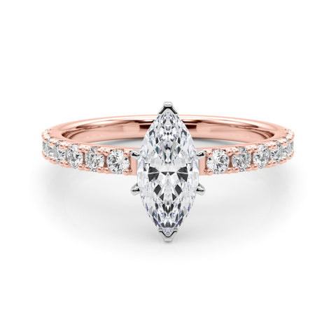 Rose gold Marquise Solitaire Pavé Band with Four-Prong Setting 1