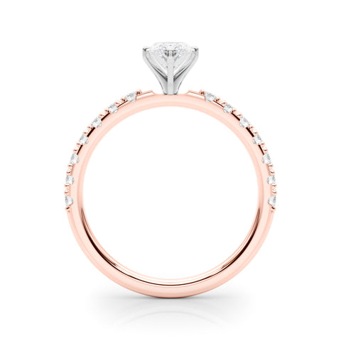 Rose gold Marquise Solitaire Pavé Band with Four-Prong Setting 2