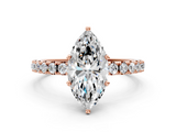 Rose gold Marquise Solitaire Pavé Band with Four-Prong Setting_144