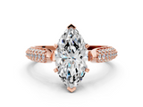 Rose gold Marquise Solitaire Pavé Diamond Engagement Ring with Four-Prong Setting_139
